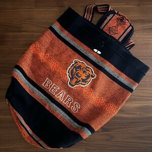 Chicago Bear Poncho Backpack - Reusable Goodie Bag Orange and Navy Blue